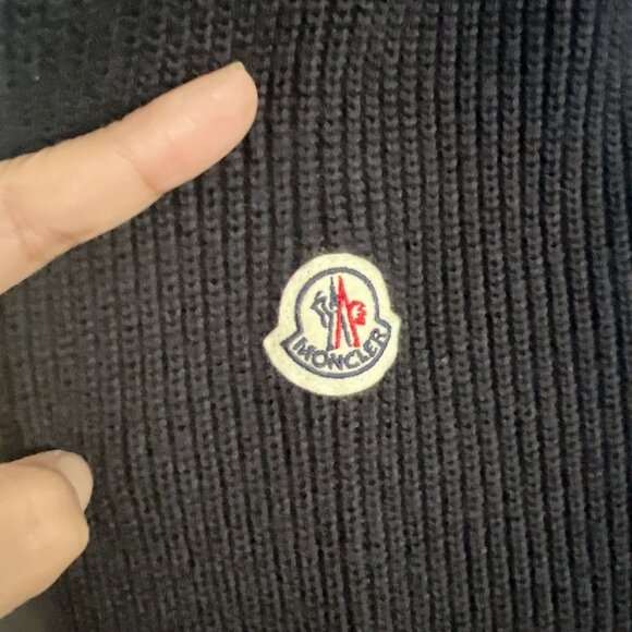 Moncler MAGLIONE Tricot Wool Knit Quilted Down Cardigan Jacket Navy Women Large - Picture 5 of 10